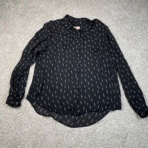 Philosophy Republic Clothing Blouse XS Black Long Sleeve Button Down Top‎ Sheer